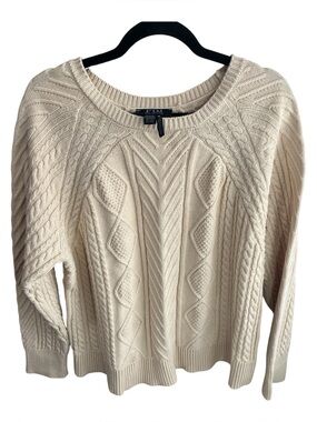 FDJ French Dressing Jeans Canada Cream Cable knit Crewneck Cotton Blend XL